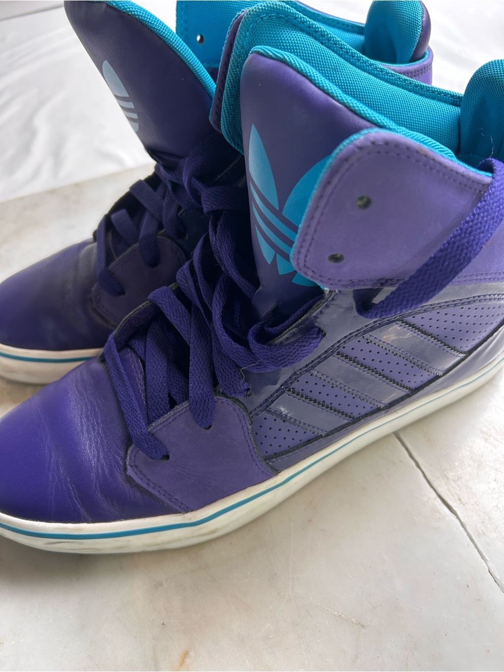 Adidas Purple & Teal High-Top Hillsdale sneakers leather